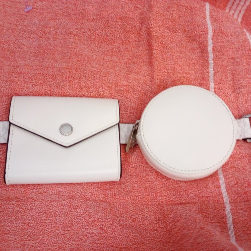 Michael Kors double pouch white fanny pack belt S/M